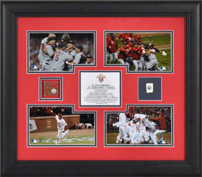 St. Louis Cardinals 4-photograph Collage  Details: 2011 Earth Series Champions, With Game Used Baseball, Game Used Dirt, Limited Edition Of 500