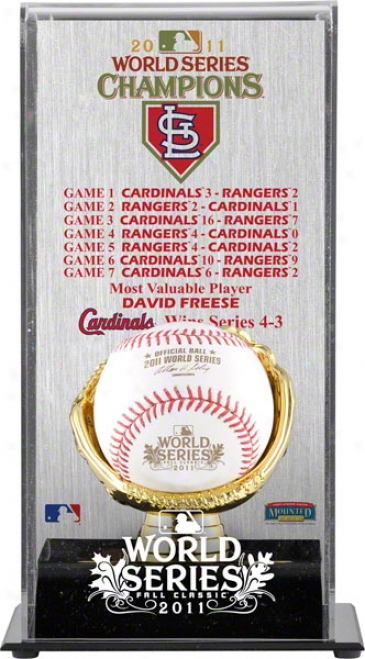 St. Louis Cardinals Gold Glove Baseball Display Case  Detaio: 2011 World Series Champions, With World Series Baseball