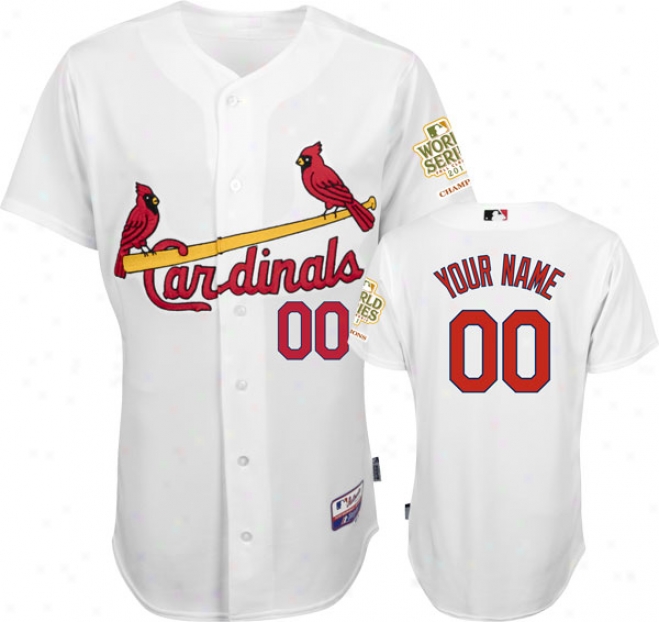 St. Louis Cardinals Jersey: Big & Tall Personalized Home White Authentic Cool Base␞ Jersey Wiith 2011 World Series Champions Patch