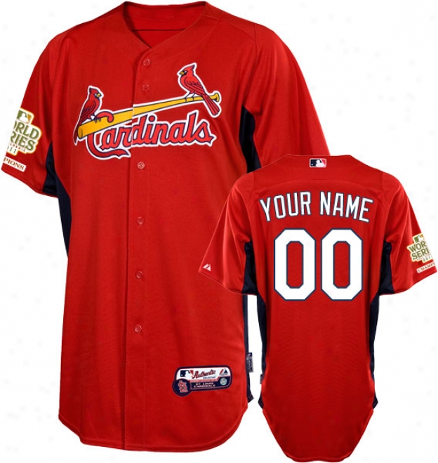 St. Louis Cardinals Jersey: Personalized Scarlet Authentic Cool Base␞ On-field Batting Practice Jersey With 2011 World Series Champions Patch