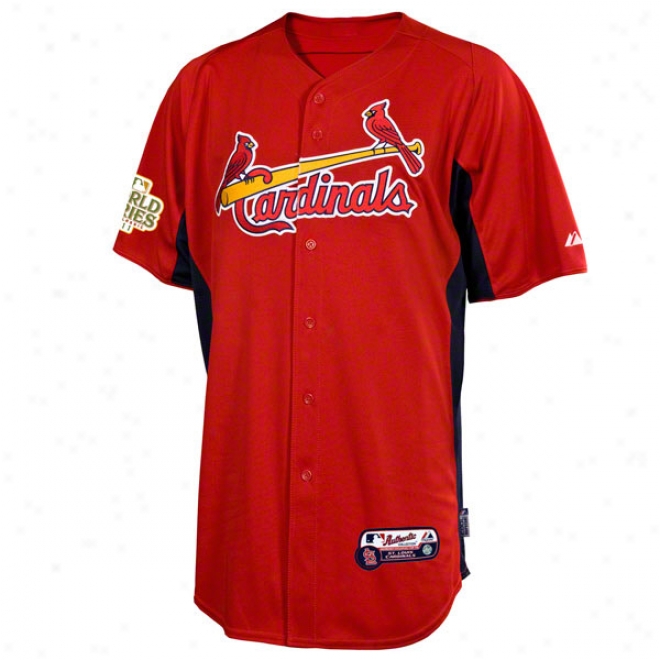 St. Louis Cardinals Jersey: Scarlet Authentic Cool Base␞ On-field Batting Practice Jersey With 2011 World Series Partckipant Patch