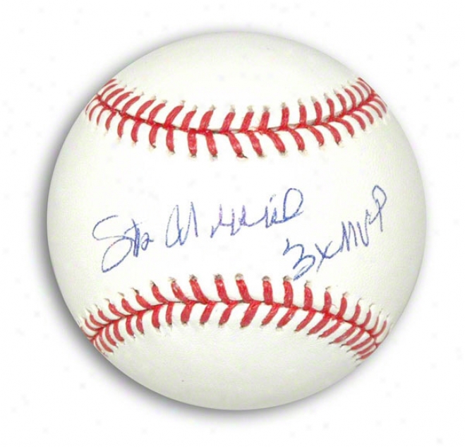 Stan Musial Autographed Mlb Baseball Inscribed 3x Mvp