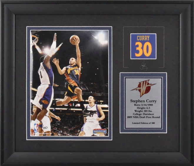 Stephen Curry Golden State Waarriors Framed 6x8 Photograph With Facsimile Signature And Plate - Limited Issue  Of 500