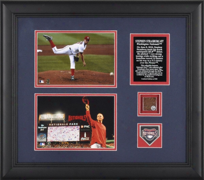 Stephen Strasburg Washington Nationals Framed 5x7 Photographs With Plate, Medallion And Debut Dirt - Le Of 500