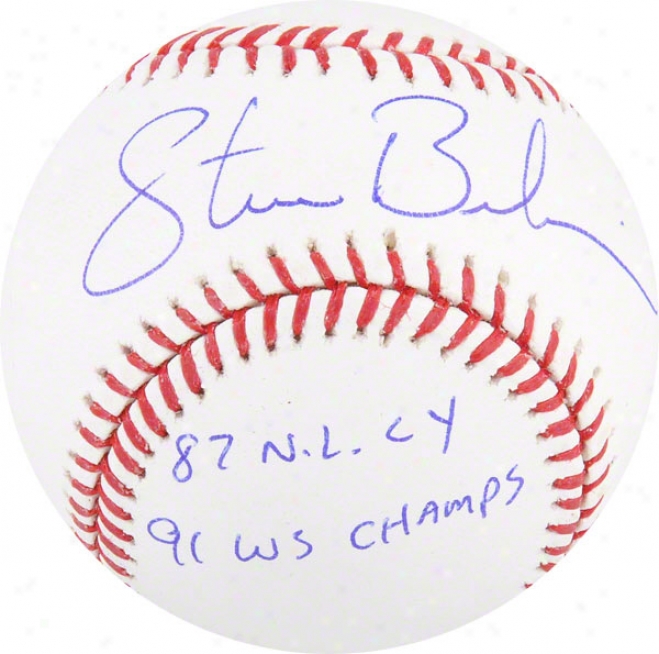 Steve Bedrosian Autographed Baseball  Details: Philadelphia Phillies, 87 Cy / 91 Ws Champs Inscription