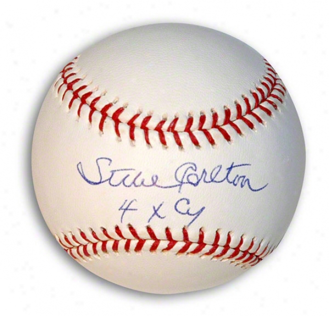 Steve Carlton Autographed Baseball Inscribed &quot4x Cy&quot