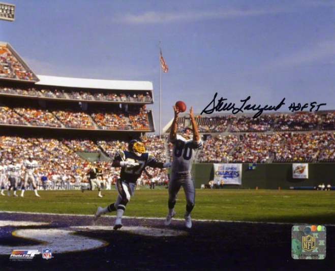 Steve Largent Autographed 8x10 Photograph  Details: Seattle Seahawks, Vs. San Diego Chargeers, With &quothof 95&quot Inxcription