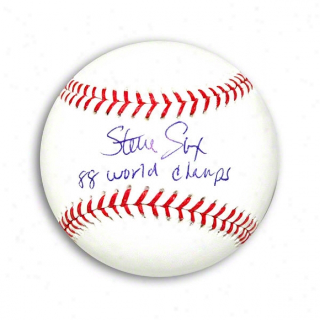 Steve Sax Autogrwphed Mlb Baseball Inscribed 88 World Champs