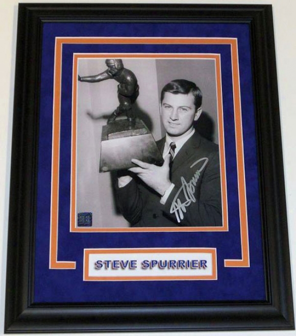 Steve Spurrier Autographed Florida Gators 1966 Heisman Trophy 8x10 Photo Custom Black Framed