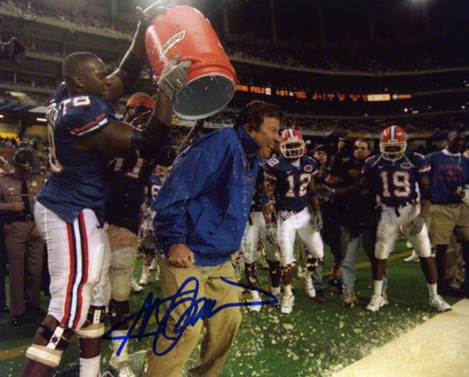 Steve Spurrier Florida Gators Autographed 8x10 Gatorade Dump Photo