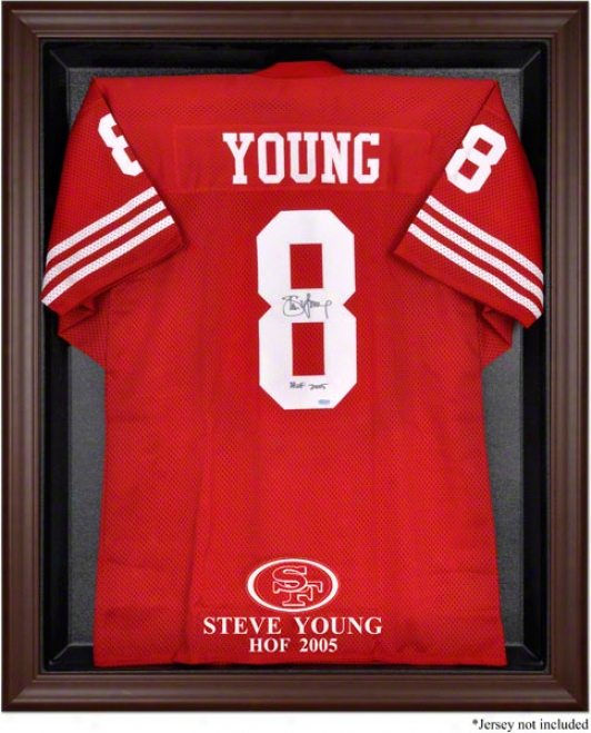 Steve Young Hof 2005 Logo Brown Framed Jersey Display Case