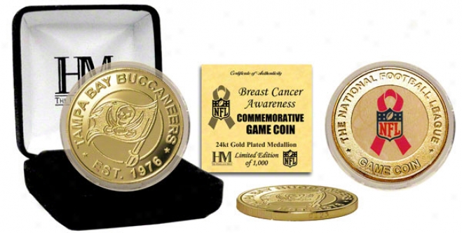 Tampa Bay Buccaneers Breast Cancer Awareeness 24kt Gold Game Coin