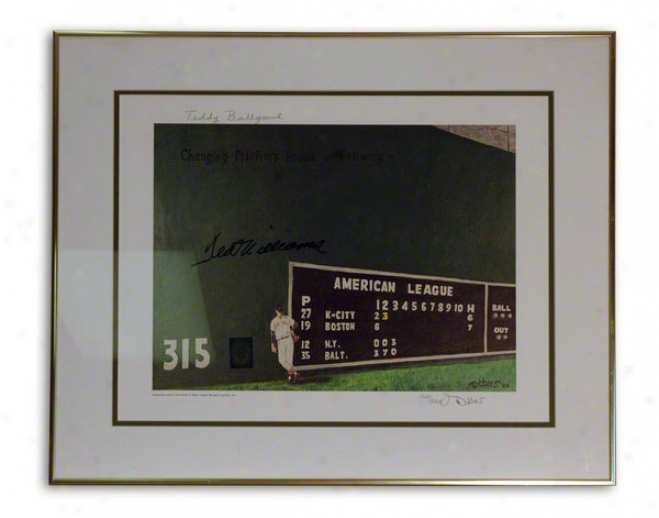 Ted Williams Autographed Framed Lithograph: Limited Impression &quotteddy Ballgame&quot