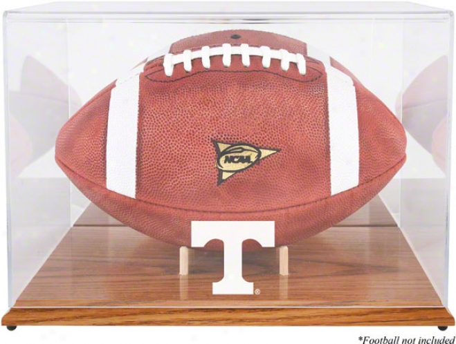 Tennessee Volunteers Team Logo Football Display Case  Details: Oak Base