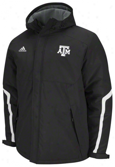 Texas A&m Aggies Adidas Black Football Sideline Heavyweight Hooded Jacket