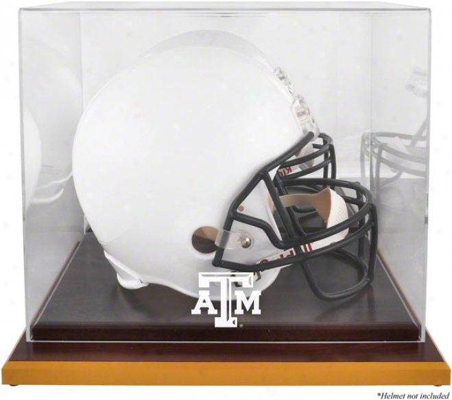 Texas A&m Logo Helmet Parade Case  Details: Wood Base, Mirrored Back