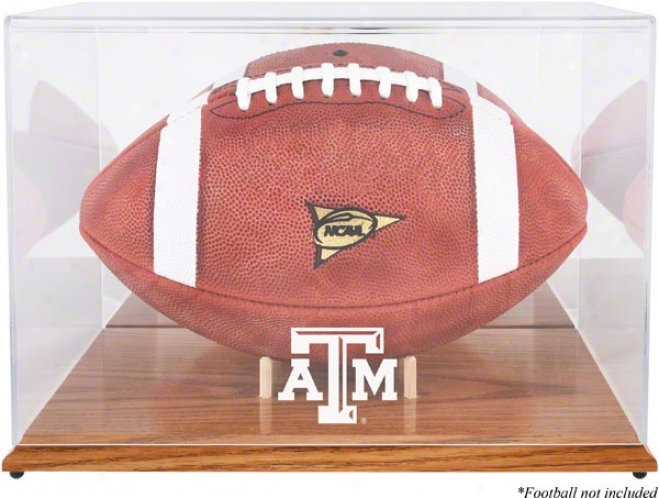 Texas A&m Team Logo Football Display Case  Details: Oak Shameful, Mirror Back