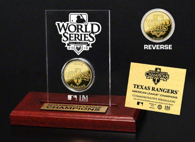 Texas Rangers 2010 A.l Champs 24kt Gold Specie Etched Acrylic