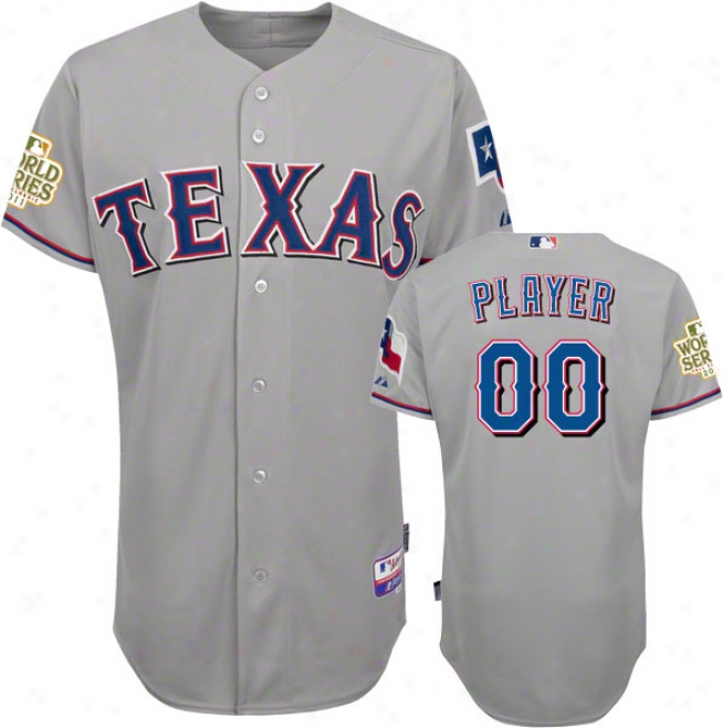 Texas Rangers Jersey: Any Player Road Grey Authentic Unimpassioned Base␞ Jersey With 2011 World Series Participant Patch