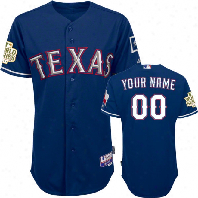 Texas Rangers Jersey: Big & Tall Personalized Alternate Royal Blue Authentic Cool Base␞ Jersey With 2011 World Series Participator Patch