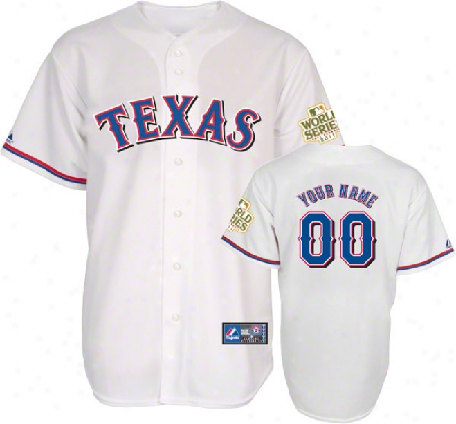 Texas Rangers Jersey: Big & Tall Personalized Home White Replica Jersey With 2011 World Series Participant Patch