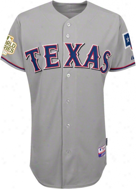 Texas Rangers Jersey: Road Grey Authentic Cool Base␞ Jersey With 2011 World Succession Participant Patch