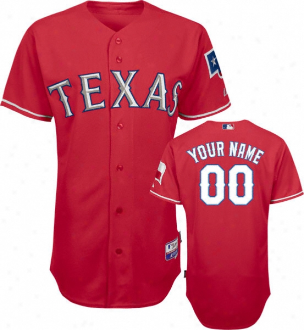 Texas Rangers - Pesronalized With Your Name - Authentic Cool Base␞ Alternate Red On-field Jersey