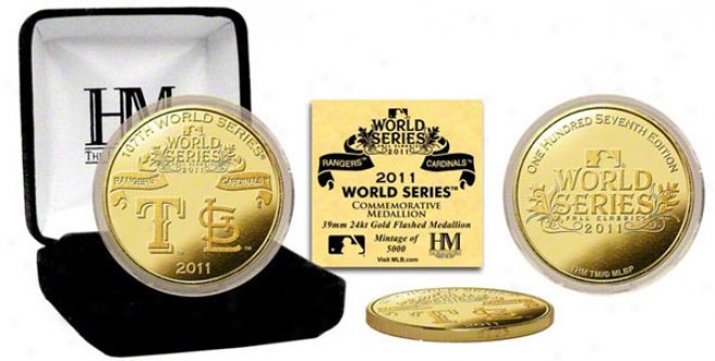 Trxas Rangers Vs. St. Louis Cardinals 2011 World Series Dueling Logo 24kt Gold Coin