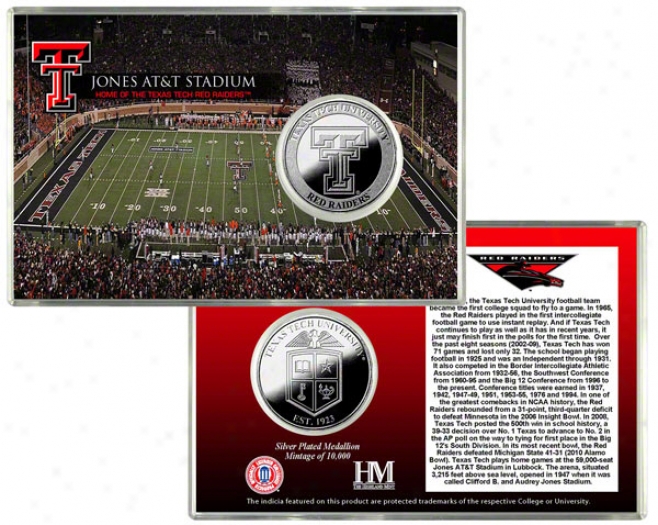 Texas Tech Red Raiders Jones At&t Stadium Silver Coin Card