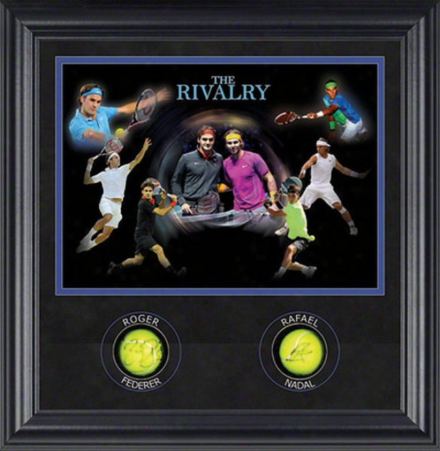 The Rivalry Signed Framed Autographed Tennis Balls With Photos