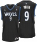 Ricky Rubio Jersey: Adidas Revolution 30 Black Replica #9 Minnesota Timberwolves Jersey