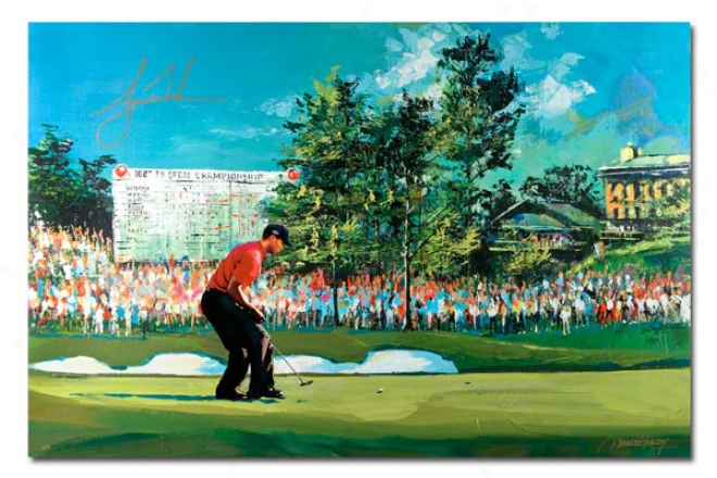 Tiger Woods Autographed 2008 Us Open Artwork