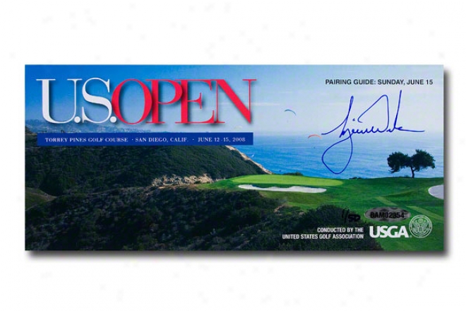 Tiger Woods Autographed Genuine 2008 Us Open Pairing Guide