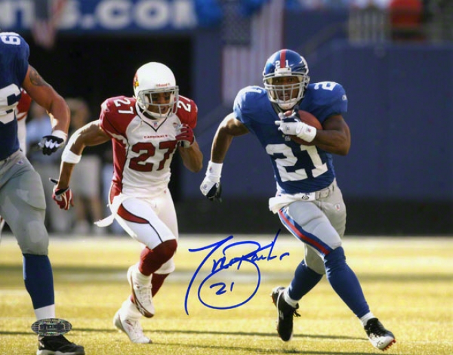 Tiki Barber Autographed Photograph  Degails: Recent York Giants, Vs. Arizona, 8x10