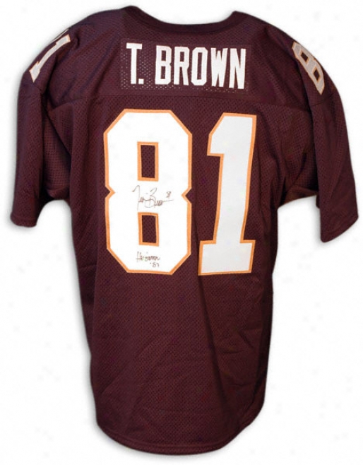 Tim Brown Notre Dame Fighting Irish Autographed lBue Throwback Jersey