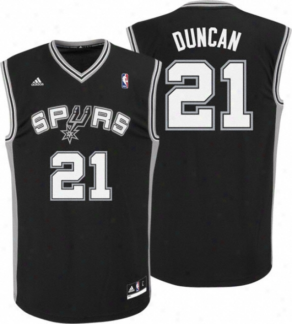 Tim Duncan Jerse6: Adidas Revolution 30 Black Replica #21S an Antonik Spurs Jersey