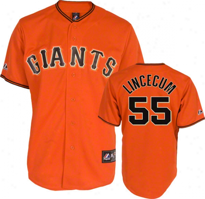 Tm Lincecum Jersey: Adult Majestic Alternate Oraneg Replica #55 San Francisco Giants Jersey