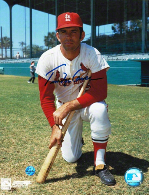 Tim Mccarver St. Louis Cardinals Autographed 8x10 Photo On One Knee