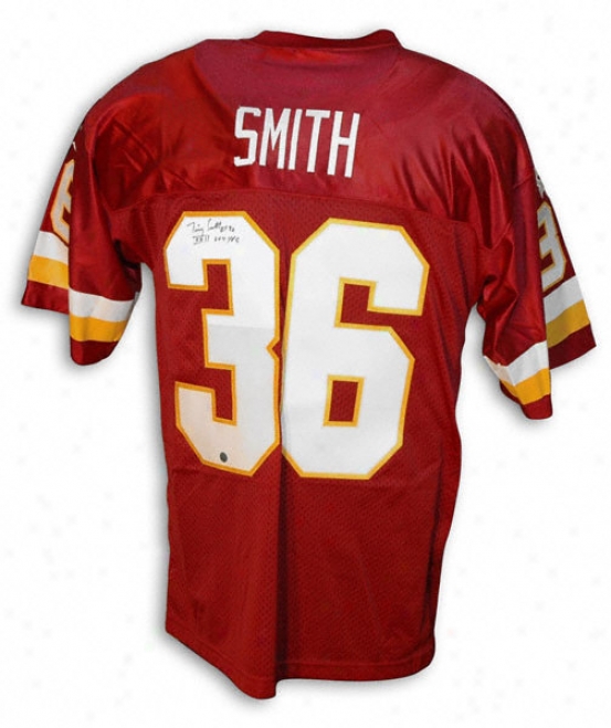 Timmy Smith Autographed Red Throwback Jerseyy