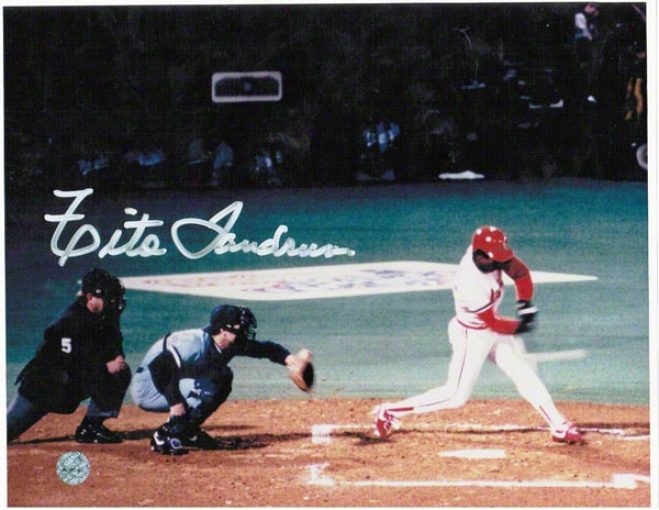 Tito Landrim St. Louis Cardinals Autographed 8x10 Photo At The Plate