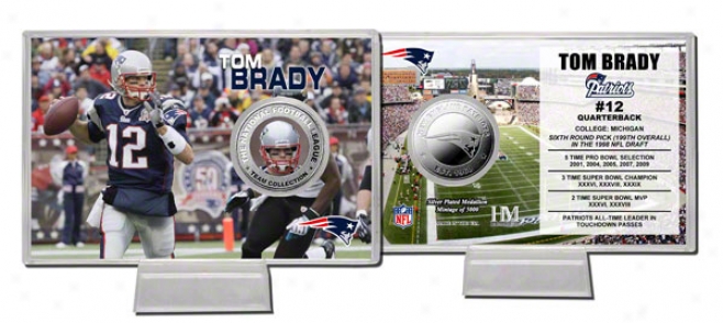 Tom Brady Coin Card: New England Patriots Siover Coin Card