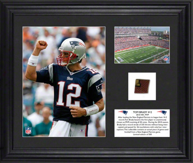 Tom Brady Framed Photographs  Details: New England Patriots, 2010 Mvp, Game Used Football