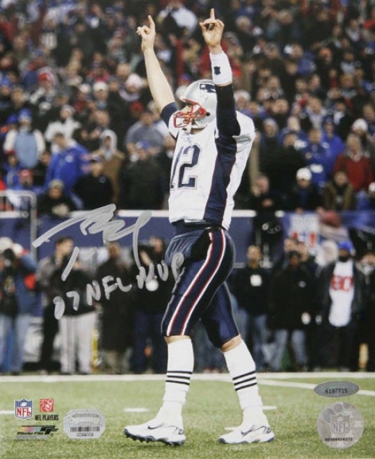 Tom Brady New England Patriots - 50th Td Pass - Autographed 16x20 Photograph With 07 Nfl Mvp Inscription