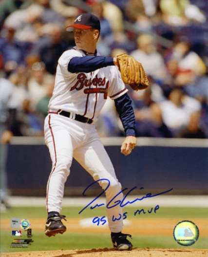 Tom Glavine Atlanta Bravse Autographed 8x10 Photograph With 1995 World Series Mvp Inscription