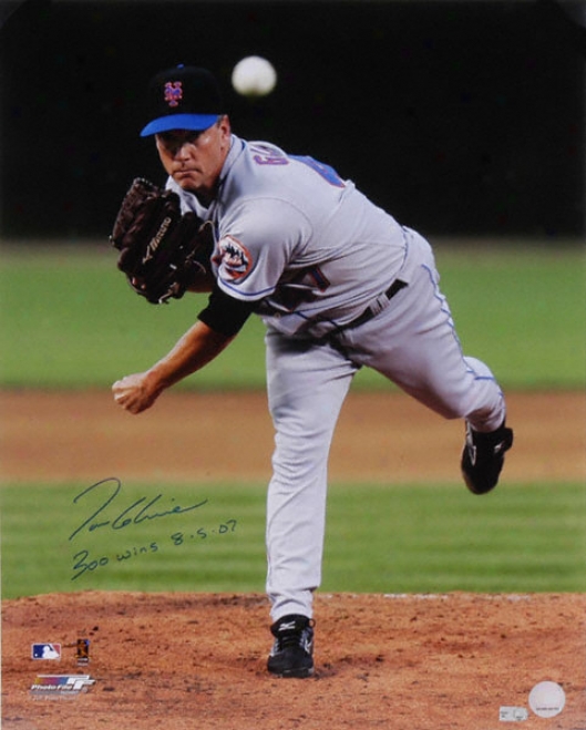 Tom Glavine New York Mets Autographed 16x20 Photograph With 300 Win 8-5-07 Inscription