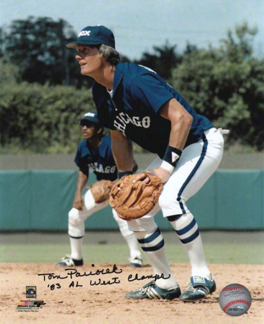 Tom Paciorek Chicago White Sox Autographed 8x10 Photograph With 83 Al West Champs Inscription