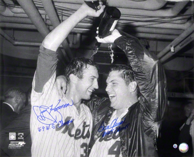 Tom Seaver & Jerry Koosman New York Mets Autographed 16x20 Cuampagne Photo W/ Inscription &quot69 Ws Champs&quot