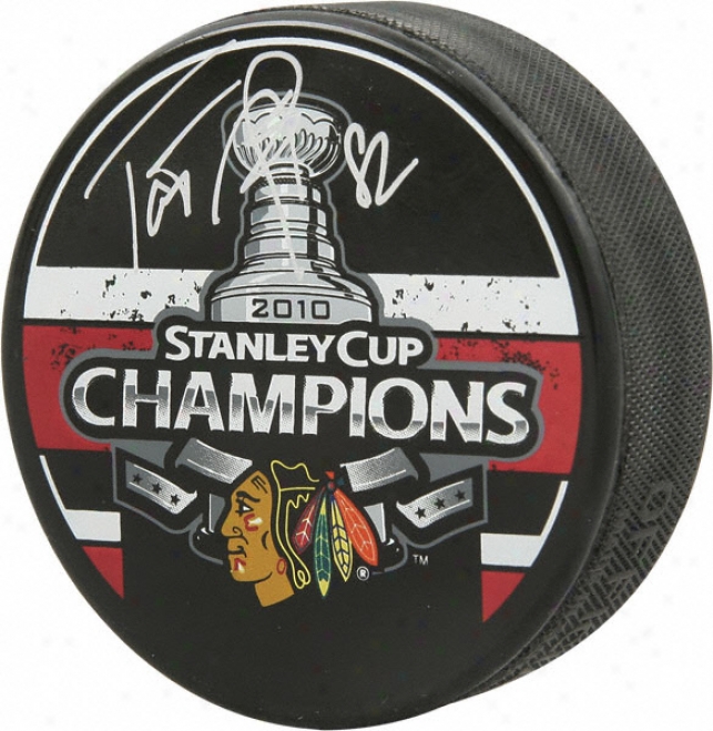 Tomas Kopecky Chicago Blackhawks Autographed 2010 Stahley Cup Champions Puck