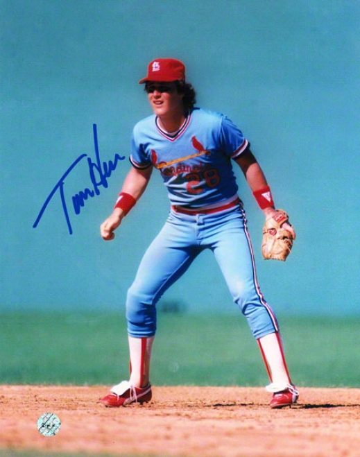 Tommy Herr St. Louis Cardinals Autogarphed 8x10 Photo Fielding