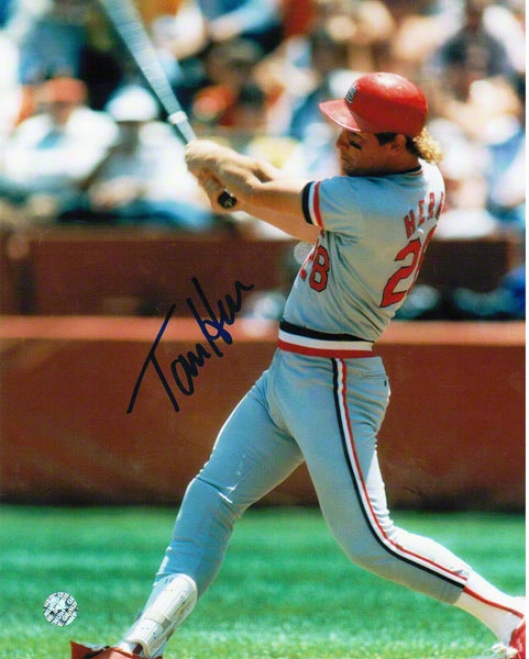 Tommy Herr St. Louis Cardinals Autographed 8x10 Photo Swiing